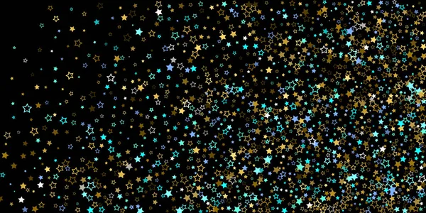 Horizontal Star Background Gold Blue Stars Shiny Confetti — Stock Vector