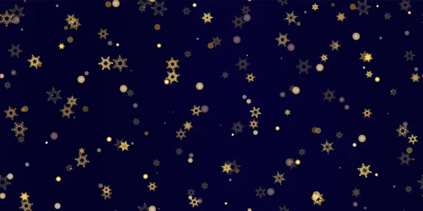 Золотая Снежинка Бесшовная Картина Падение Золотистого Яркого Яркого Снега Векторная — стоковый вектор