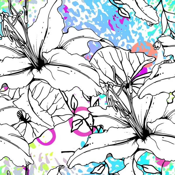 Καλλιτεχνικό Μοτίβο Χωρίς Ραφές Λουλουδιών Αναδίπλωση Λουλουδιών Βοτανικός Διάνυσμα Motif — Διανυσματικό Αρχείο