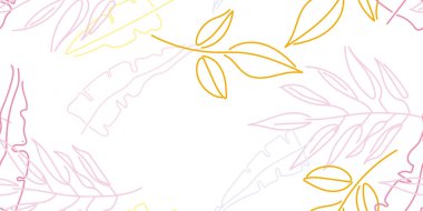 Tropik Yaprak. Modern Motif. Pastel Bir Çizgi Çizimi. Orman baskısı. Yeşillik Yazı Kusursuz Düzen. Yeşillik Vektörü Arkaplanı. Sanatsal Botanik Yüzey. Moda için soyut bitki dokusu