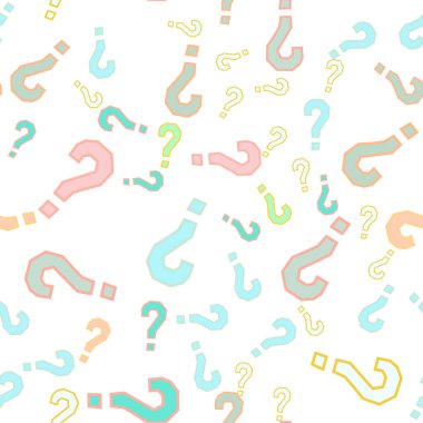 Kusursuz bir örnek. Soru işaretleri, şüphe, faq geçmişi. Basit sonsuz tekrarlama motifi. Anket, inceleme, sorgulama, sorgulama geçmişi. Kamuoyu yoklaması, kamuoyu yoklaması temsilcisi illüstrasyonu için şablon.