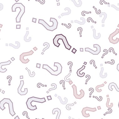 Kusursuz bir örnek. Soru işaretleri, şüphe, faq geçmişi. Basit sonsuz tekrarlama motifi. Anket, inceleme, sorgulama, sorgulama geçmişi. Kamuoyu yoklaması, kamuoyu yoklaması temsilcisi illüstrasyonu için şablon.