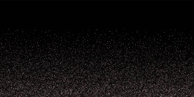 Gül, pembe yıldızlar. Sprocket, parlak konfeti. Yayılmış küçük parlak toplar daireler çiziyor. Siyah arkaplana düşen rastgele bir yıldız. Yılbaşı arkaplanı. Vektör illüstrasyonu.