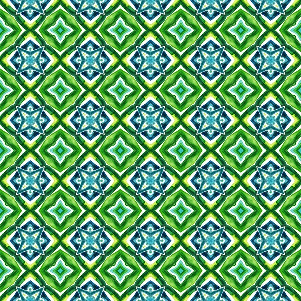 伝統芸術 手描き トルコ アラブ アラベスク 東シームレスなパターン 伝統的なグラフィック 民族の古い織 緑の水彩 天然記念物 — ストック写真