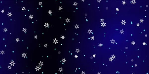 雪の結晶のシームレスなパターン 雪を飛んでイラスト 青い夜の背景にクリスマスのお祝いのための冬のシームレスなプリント 正月のホリデーベクトルイラスト — ストックベクタ