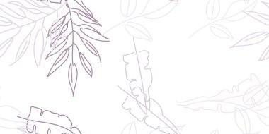 Tropik Yaprak. Modern Motif. Pastel Bir Çizgi Çizimi. Orman baskısı. Yeşillik Yazı Kusursuz Düzen. Yeşillik Vektörü Arkaplanı. Sanatsal Botanik Yüzey. Moda için soyut bitki dokusu