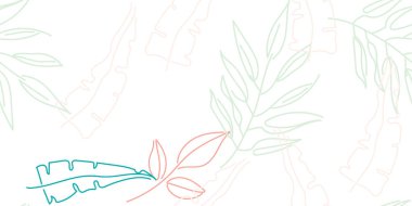 Tropik Yaprak. Modern Motif. Pastel Bir Çizgi Çizimi. Orman baskısı. Yeşillik Yazı Kusursuz Düzen. Yeşillik Vektörü Arkaplanı. Sanatsal Botanik Yüzey. Moda için soyut bitki dokusu