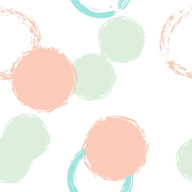 Şirin Polka Noktaları. Sonsuz Tekrar Yazdır. Renk Çizimi. Suluboya Şekli Kaotik Şekillerle Soyut Beyaz Arkaplan. Basit Vintage Surface. Tebeşir Fırçası Yuvarlakları, Konfeti