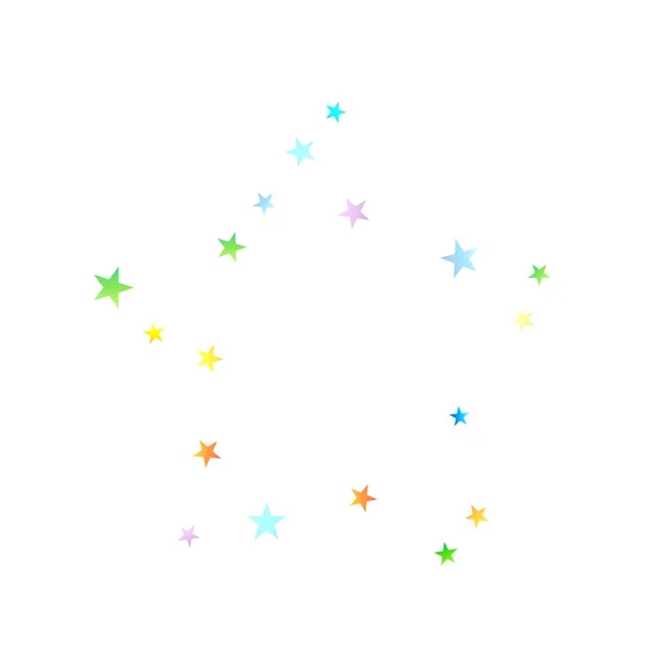 Rainbow Festlig Confetti Karnevalsmallar Färgglada Star Falling Vacker Julfest Små — Stock vektor