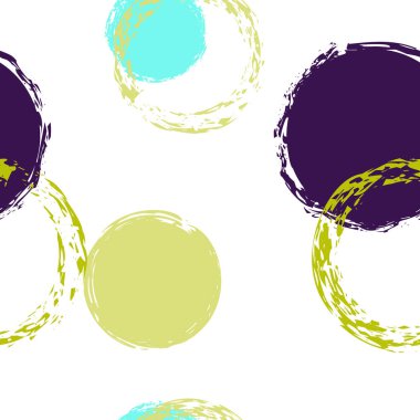 Polka Nokta. Doku Vektörü Kusursuz Desen. Renkli dekor. Suluboya Şekli Kaotik Şekillerle Soyut Beyaz Arkaplan. Yaz Vintage Ambalajı. Tebeşir Fırçası Yuvarlakları, Konfeti