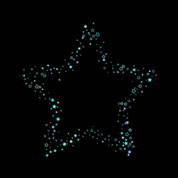 Azul Cian Estrellas Brillo Turquesa Confeti Brillante Pequeños Dispersos Elementos — Vector de stock