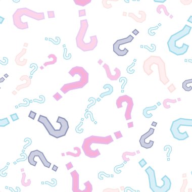 Kusursuz bir örnek. Soru işaretleri, şüphe, faq geçmişi. Basit sonsuz tekrarlama motifi. Anket, inceleme, sorgulama, sorgulama geçmişi. Kamuoyu yoklaması, kamuoyu yoklaması temsilcisi illüstrasyonu için şablon.