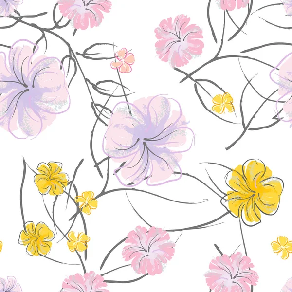 Flores Cor Rosa Florescendo Padrão Pastel Watercolor Floral Print Pequena — Vetor de Stock