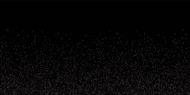 Gül, pembe yıldızlar. Sprocket, parlak konfeti. Yayılmış küçük parlak toplar daireler çiziyor. Siyah arkaplana düşen rastgele bir yıldız. Yılbaşı arkaplanı. Vektör illüstrasyonu.