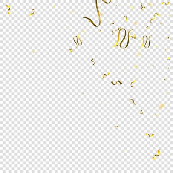 Праздничный Серпантин Ленты Gold Foil Streamers Confetti Star Falling Прозрачном — стоковый вектор