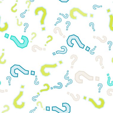 Kusursuz bir örnek. Soru işaretleri, şüphe, faq geçmişi. Basit sonsuz tekrarlama motifi. Anket, inceleme, sorgulama, sorgulama geçmişi. Kamuoyu yoklaması, kamuoyu yoklaması temsilcisi illüstrasyonu için şablon.