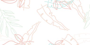 Tropik Yaprak. Modern Motif. Pastel Bir Çizgi Çizimi. Orman baskısı. Yeşillik Yazı Kusursuz Düzen. Yeşillik Vektörü Arkaplanı. Sanatsal Botanik Yüzey. Moda için soyut bitki dokusu