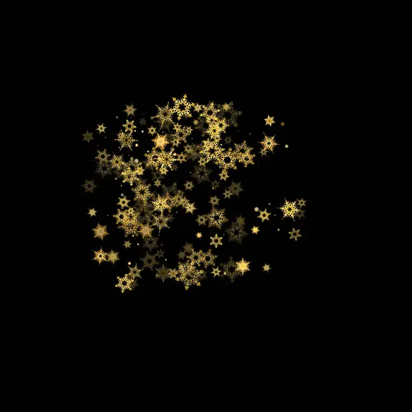 Padající Sněhové Vločky Zlatý Vzor Ilustrace Letícím Zlatým Sněhem Mrazem — Stockový vektor