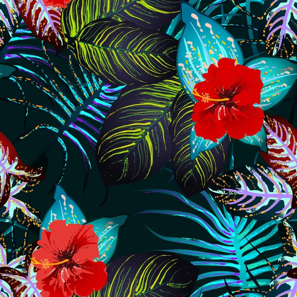 Hoja Tropical Motivo Moderno Jungle Print Patrón Sin Costura Verano — Vector de stock