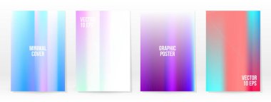 Holografik Poster seti. Iridescent Teknoloji Kapağı. Mobil Grafik Şablonu. Vektör Posteri. Gradyan örgü. Fütürist Sanal Şablon Tasarımı. Modern Soyut Arkaplan 90 'lar, 80' ler Retro Biçimi.