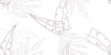 Tropik Yaprak. Modern Motif. Pastel Bir Çizgi Çizimi. Orman baskısı. Yeşillik Yazı Kusursuz Düzen. Yeşillik Vektörü Arkaplanı. Sanatsal Botanik Yüzey. Moda için soyut bitki dokusu