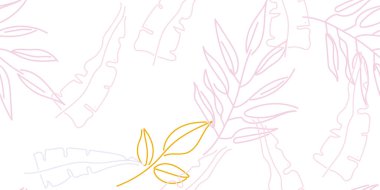 Tropik Yaprak. Modern Motif. Pastel Bir Çizgi Çizimi. Orman baskısı. Yeşillik Yazı Kusursuz Düzen. Yeşillik Vektörü Arkaplanı. Sanatsal Botanik Yüzey. Moda için soyut bitki dokusu