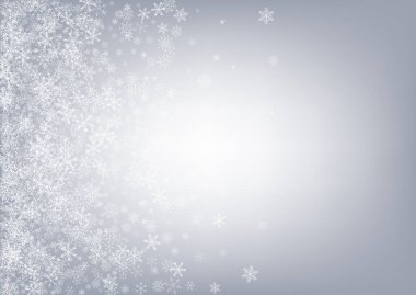 Gümüş Kar Yağışı Vektörü Gri Arkaplan. Tatil 