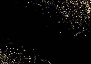 Altın Yıldız Kağıt Vektör Siyah Arkaplan. 