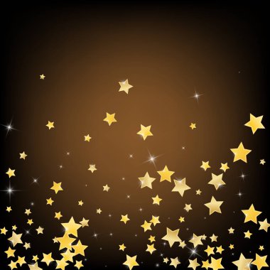 Altın Sihirli Yıldızlar Vektör Kahverengi Arkaplan. Xmas 