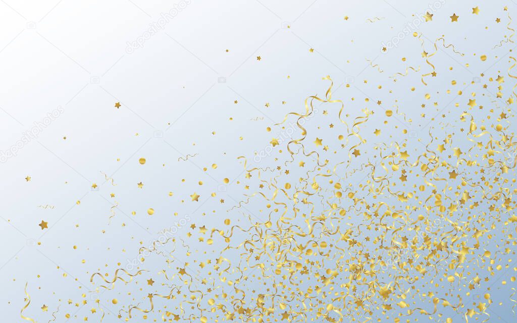 Gold Confetti Festive Vector Gray Background. 