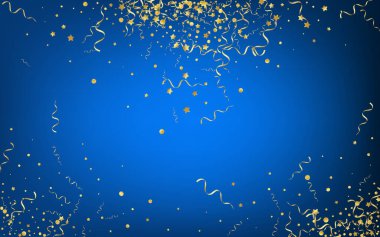 Altın Yıldız Mutlu Vektör Mavi Arkaplan. Kağıt 