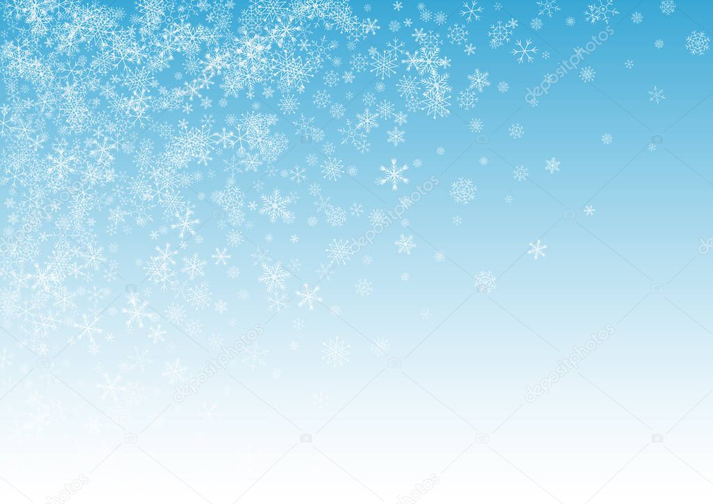 White Snow Vector Blue Background. Falling 