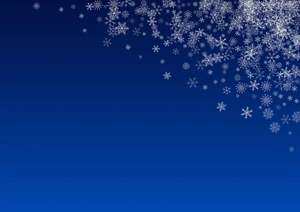 Silver Snowfall Vector sfondo blu. Neve di Natale — Vettoriale Stock