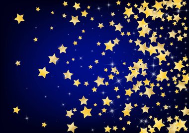 Altın Kutlama Yıldızları Vektör Mavi Arkaplan. 