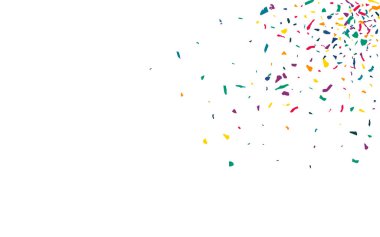 Renkli Konfeti Düşen Şenlikli Beyaz Arkaplan. 