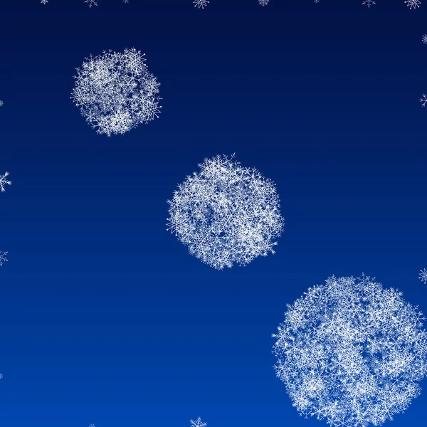 Witte Sneeuwvlok Vector Blauwe Achtergrond. Luchtsneeuw — Stockvector