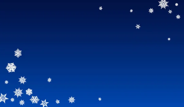 Weiße Schneeflocke panoramischen Vektor blauen Hintergrund. — Stockvektor