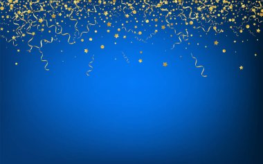 Altın Kurdele Vektör Mavi Arkaplanı Kutla. 