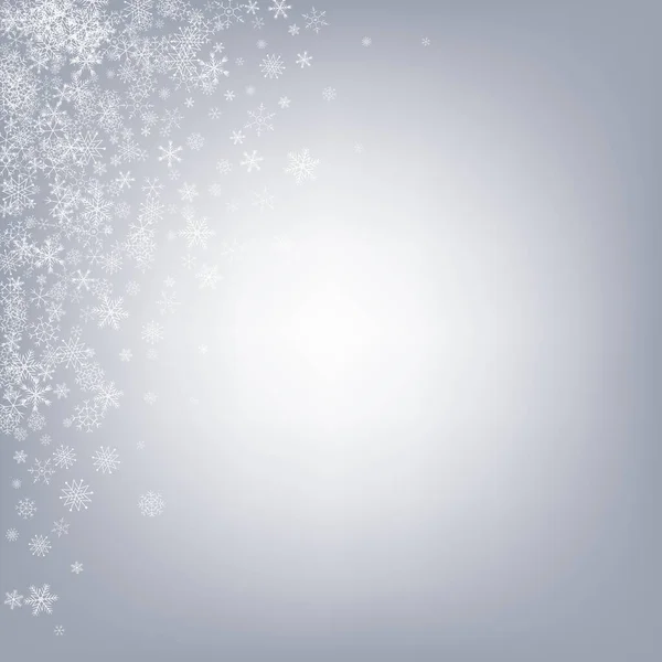 Silber Schneefall Vector Gray Hintergrund. Weihnachten — Stockvektor