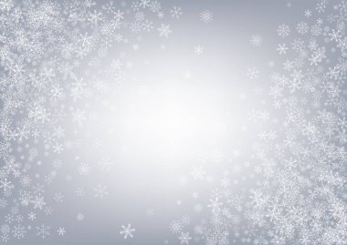 Beyaz Kar Tanesi Vektörü Gri Arkaplan. Işık 