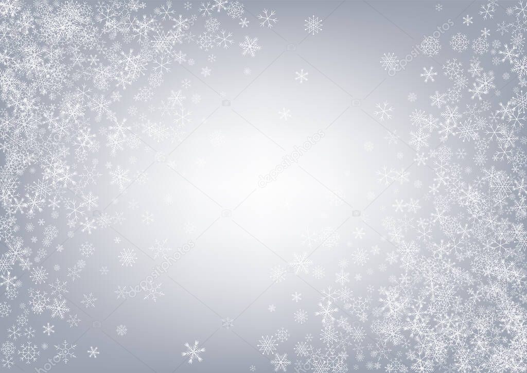 White Snowflake Vector Gray Background. Light 