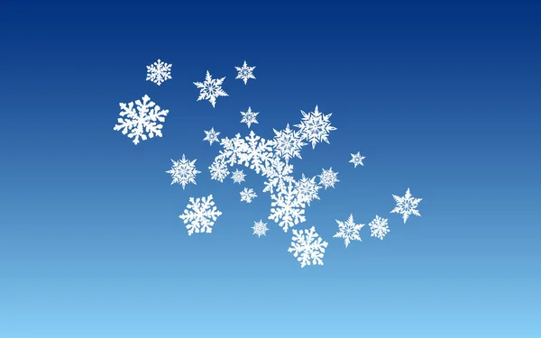 Bílé sněžení panoramatické vektorové modré pozadí. — Stockový vektor