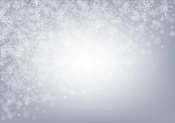 银白雪花矢量灰背景。假日 — 图库矢量图片