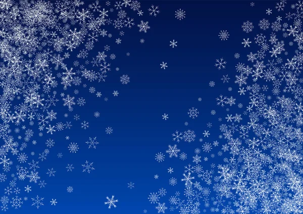 Witte Sneeuwvlok Vector Blauwe Achtergrond. Licht — Stockvector