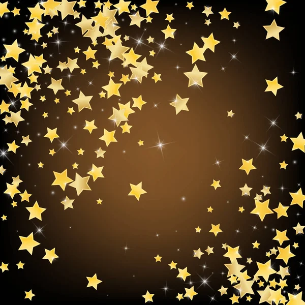 Yellow Holiday Stars Vector Brown Background Shiny Sparkle Texture Rain — Stock Photo, Image