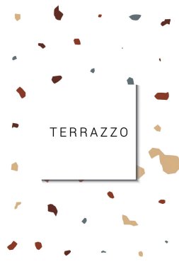 Kırmızı ve Pembe Seramik Döşeme Vektörü Beyaz Arkaplan. Soyut Terrazzo Döşeme Posteri. Değiştirilmiş Beton Şablonu.