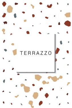 Red ve Peach Terrazzo Duvar Vektörü Beyaz Arkaplan. Quartz Terrazzo Tile Duvar Kağıdı. Değiştirilmiş Geometrik Tasarım.