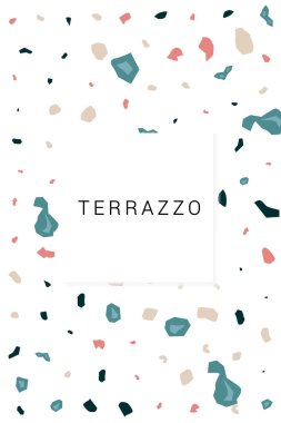 Red and Peach Terrazzo Tile Vector White Background. Abstract Ceramic Tile Texture. Variegated Concrete Pattern.