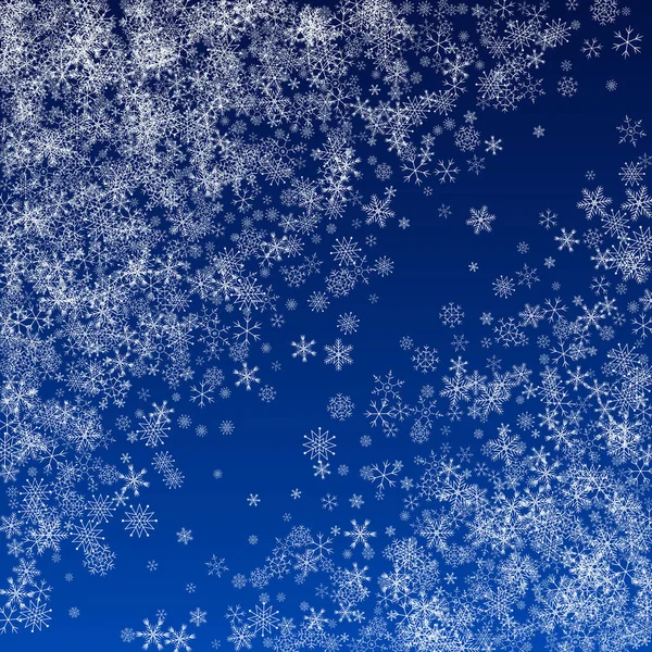 White Snow Vector Blauer Hintergrund Winter Schneefall Transparent Silberne Feiertagskulisse — Stockfoto