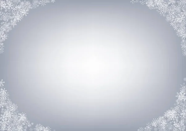 銀の降雪ベクトル灰色の背景 雪の結晶のイラスト 灰色の空の背景 マジックスノーバナー — ストック写真